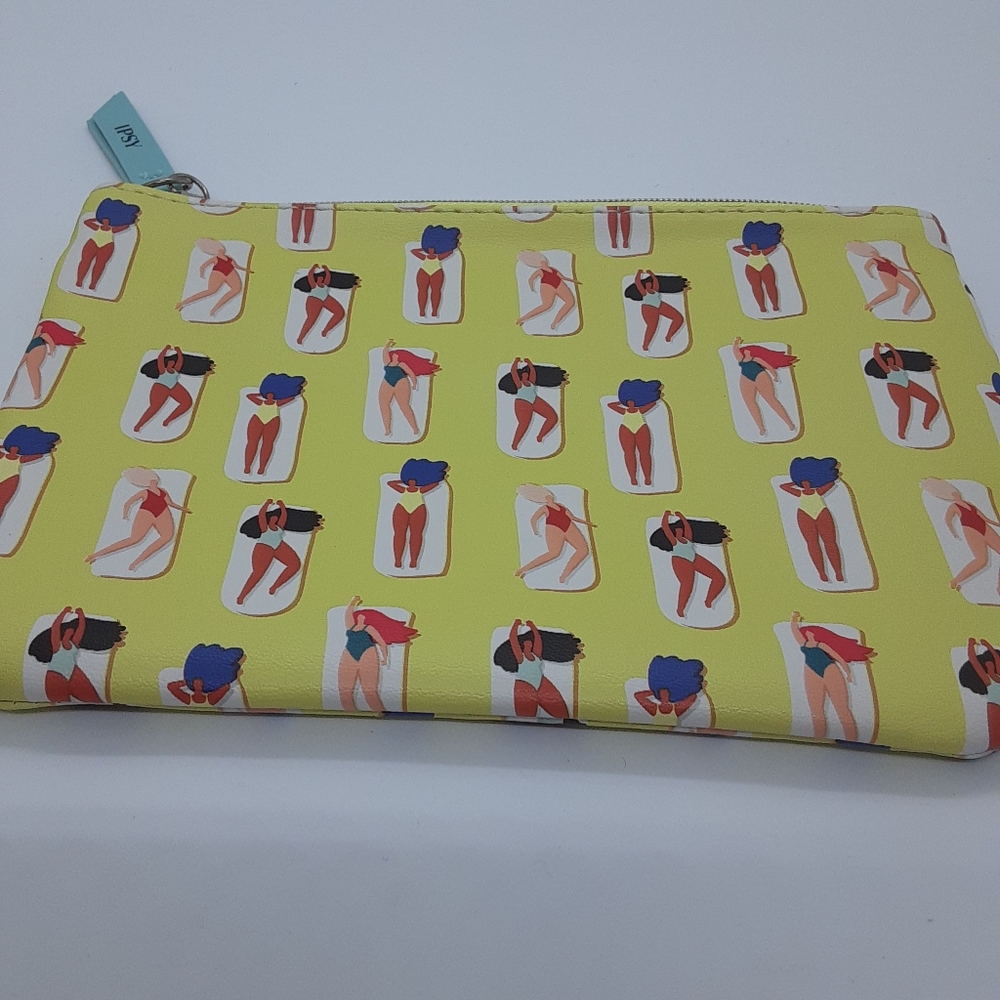 New ipsy Yellow Summer/Beach Girls Zipper Makeup Bag